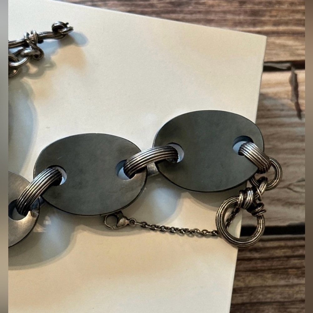 Stephen Dweck Sterling Silver Faceted Hematite Link Bracelet - Picture 11 of 11